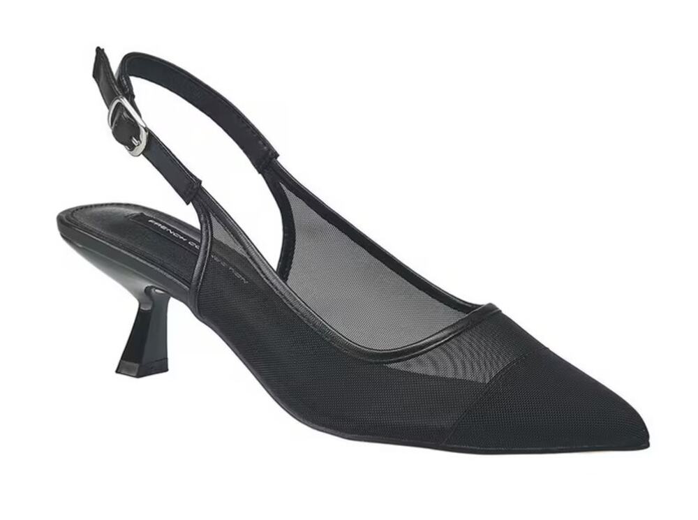 NWOT French Connection Cuba Mesh Pointed Shoe Slingback Flare Heels Black Size 9